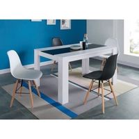 Table à manger - BAÏTA - Gamme DAMIA - Noir et blanc - L 140 x P 90 x H 75 cm