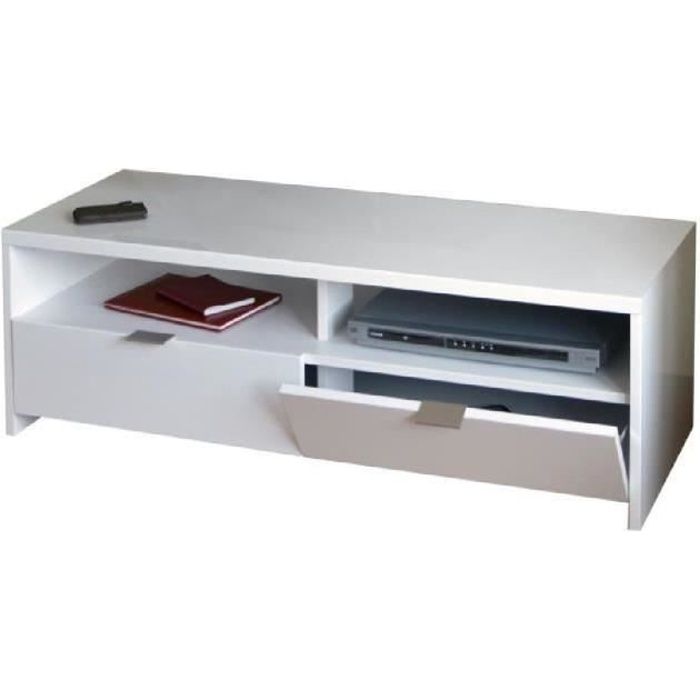 BANCO Meuble TV contemporain blanc brillant - L 110 cm