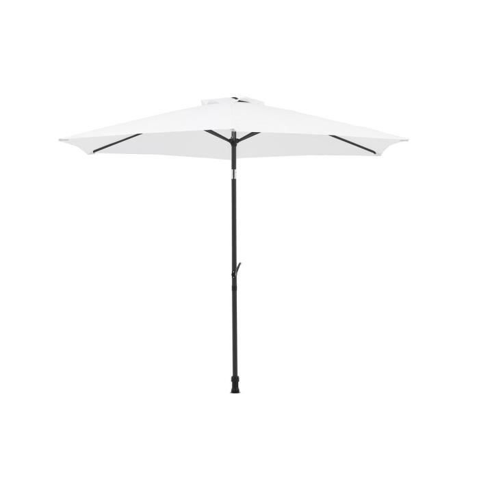 Parasol droit Diam. 3 m – Hauteur ajustable - Mat Aluminium et toile polyester 160g - Blanc