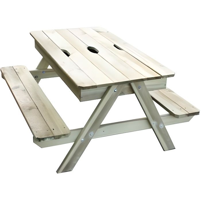 Table pique-nique en bois pour enfant avec bac à sable intégré PICSAND TRIGANO