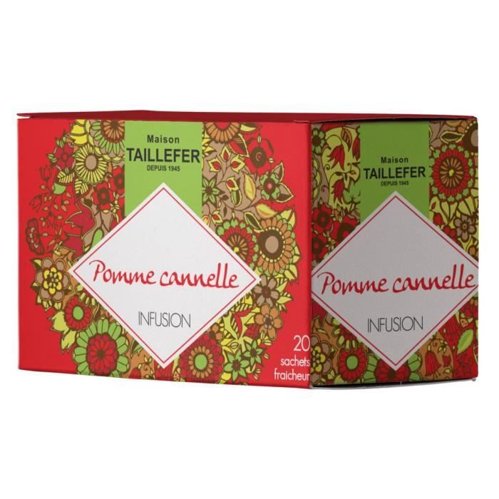 MAISON TAILLEFER Infusion Pomme Cannelle en Boite de 20 Sachets Individuels