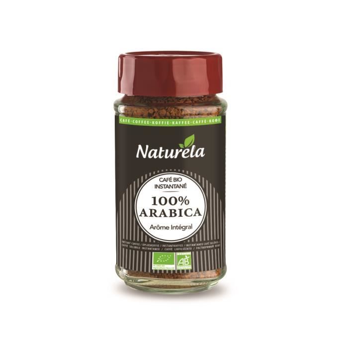 NATURELA Café instantané lyophilisé - 100 % Arabica - BIO - Bocal 100 g