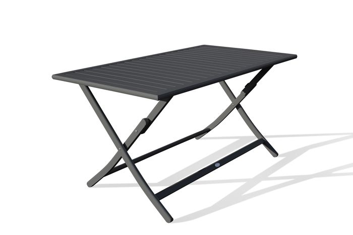 ALUMOB Table de jardin pliante Marius en aluminium 140x80x73 cm - Gris anthracite