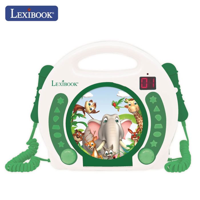 LEXIBOOK - Lecteur CD Animaux karaoké enfant avec 2 microphones