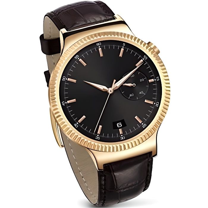 Huawei Montre Connectée Elite Plaqué Or & Bracelet cuir marron