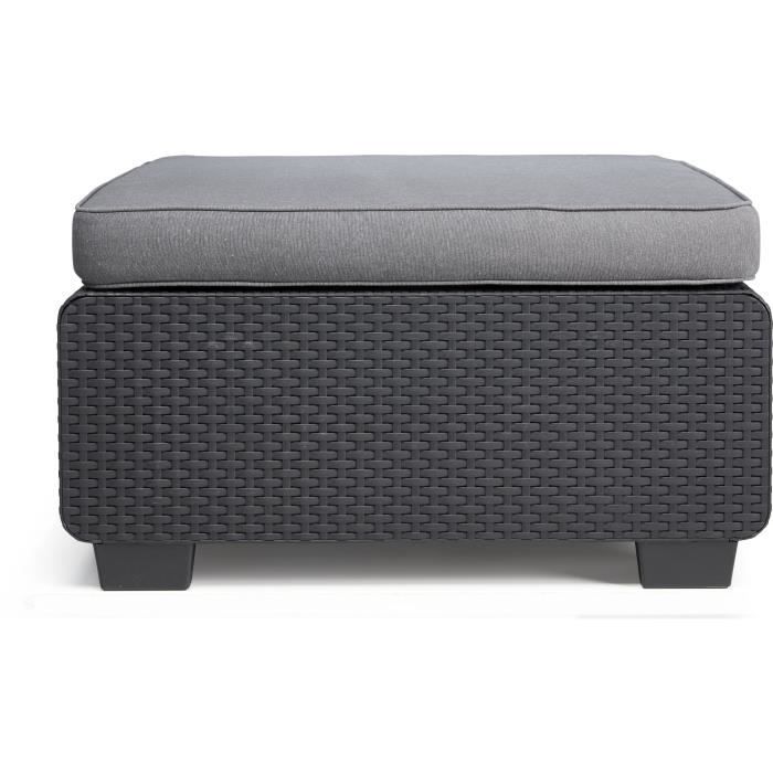 Table pouf SALTA avec coussin en imitation résine tressée ALLIBERT Graphite