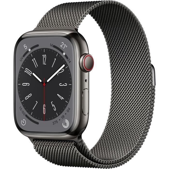 Apple Watch Series 8 GPS + Cellular - 45mm - Boîtier Graphite Stainless Steel - Bracelet Graphite Milanese Loop