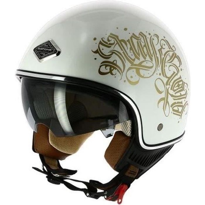 ASTONE Casque moto Jet mini 66 Black Letters - Blanc perle