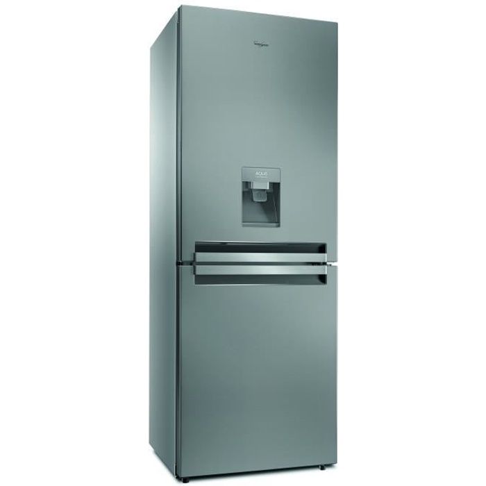 WHIRLPOOL BTNF5011OXAQUA - Réfrigérateur congélateur bas - 445L (297+148) - Froid ventilé - A+ - L 70cm x H 195cm - Inox