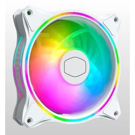 COOLER MASTER MasterFan MF120 Halo Blanc ARGB- Ventilateur de boitier PWM - 650-1800 RPM - 1x 120mm