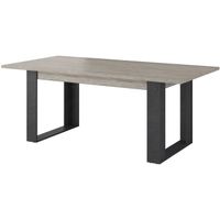 Table à manger rectangulaire CESAR - Décor Noir Chêne beige grisé  - 6 personnes - industriel - L 200 x P 78 x H 100 cm - PARISOT