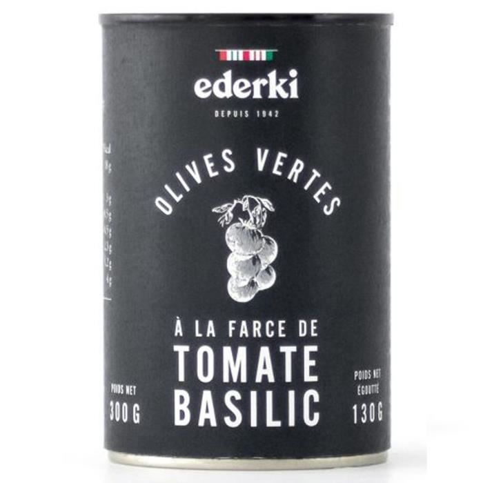 EDERKI Olives vertes à la farce de tomates basilic - 300 g