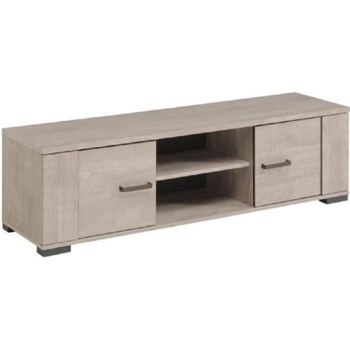 LOFT Meuble TV contemporain et industriel décor bois gris - L 150 cm
