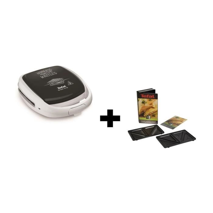 TEFAL SW341112 Snack Time Happiness Croque gaufre + TEFAL XA800312 Lot de 2 Plaques Grill Panini - Snack Collection