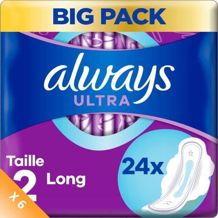 ALWAYS Serviettes Long T2 ailettes - Lot de 6 x 24 = 144 serviettes