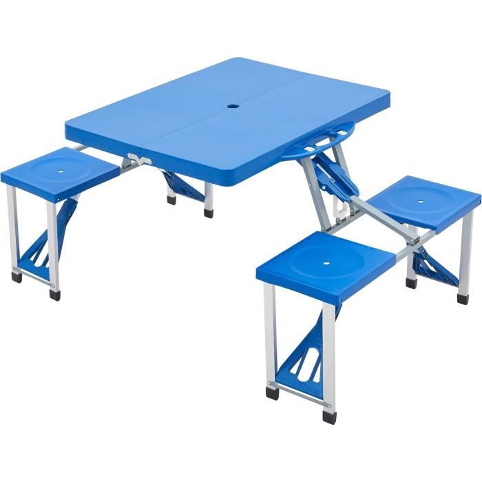SURPASS - Table de camping pique-nique pliante - 4 personnes - Bleu