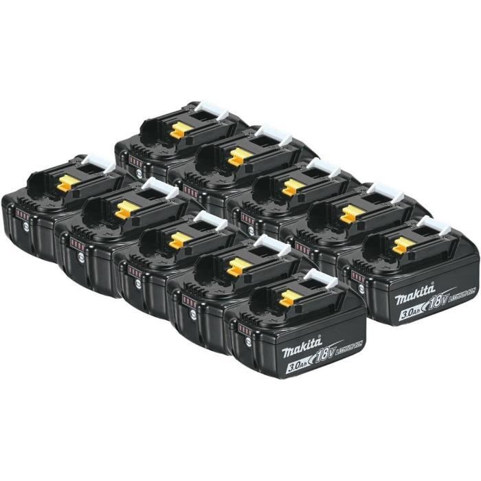 MAKITA Pack de 10 batteries BL1830B avec témoin de charge - 18 V 3Ah Li-ion