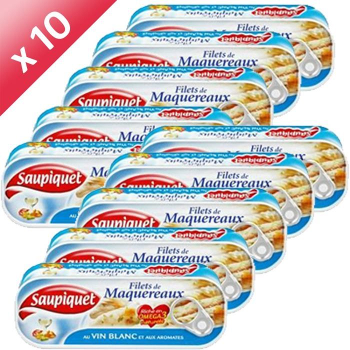 SAUPIQUET Filets de Maquereaux au Vin Blanc 10x176g