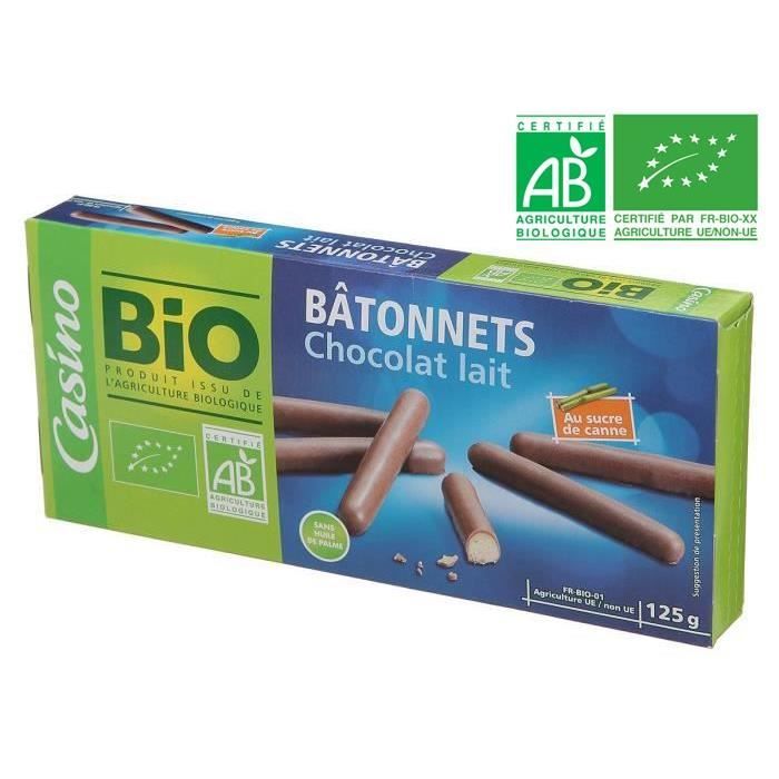 CASINO Bâtonnets Chocolat Lait Bio - 125 g