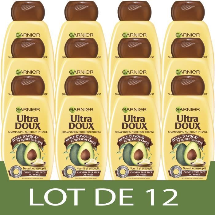 GARNIER Shampooing Ultra Doux Shampooing Avocat Karité 250ml - Lot de 12