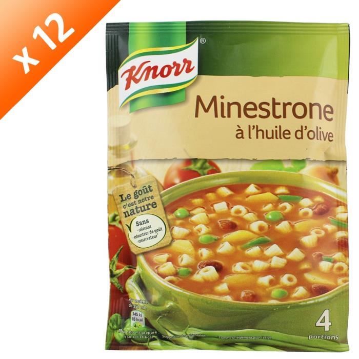 Lot de 12x 104 g - KNORR Soupe Minestrone à l'Huile d'Olive