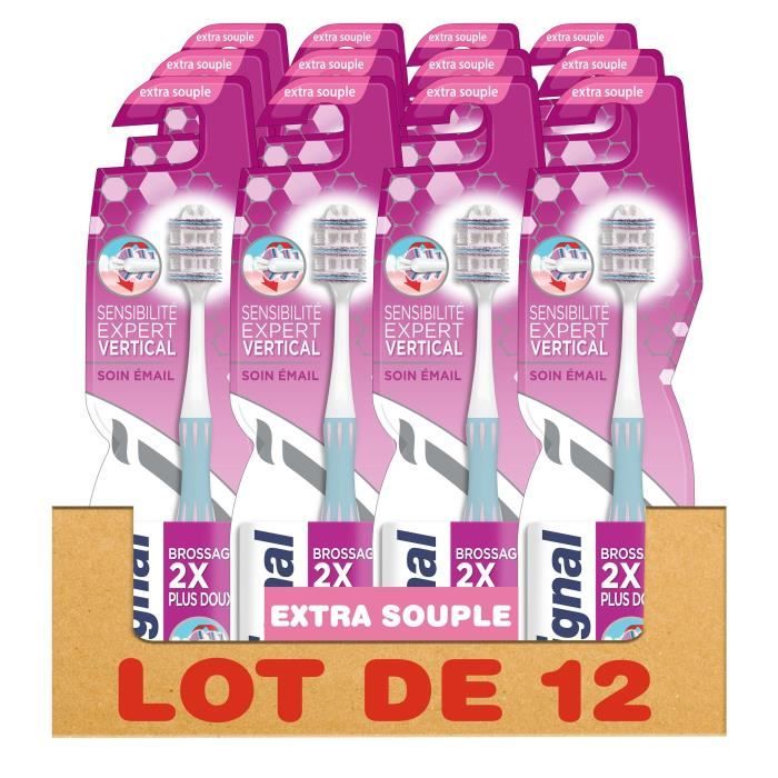 SIGNAL Lot de 12 Brosses à dents Manuelle Extra- Souple Expert Vertical