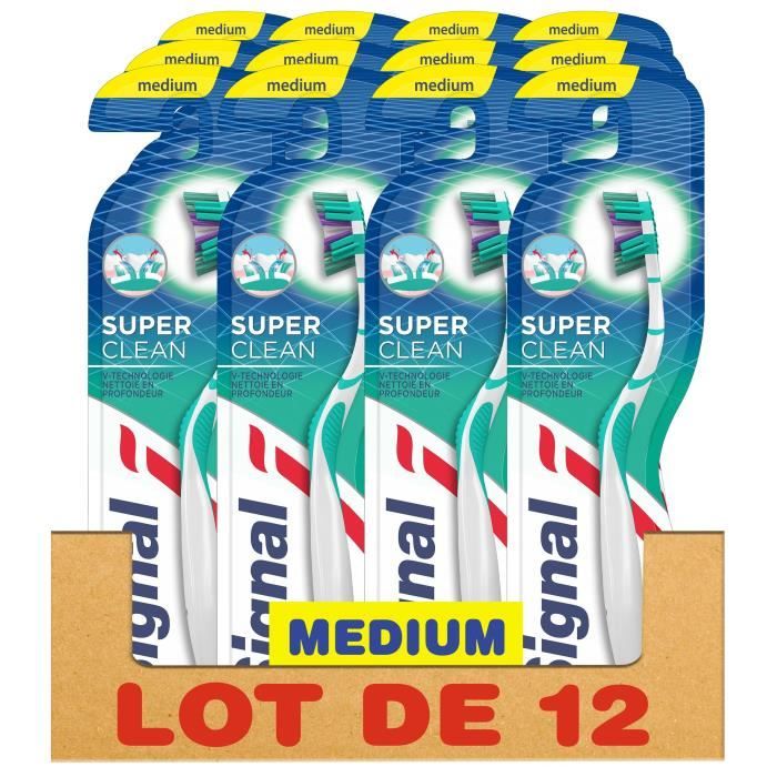 SIGNAL Lot de 12 Brosses à dents Manuelle Medium Super Clean