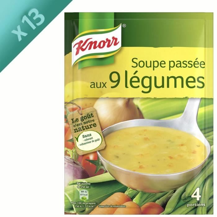 KNORR Soupe Déshydratée Passée aux 9 Légumes - Lot de 13x 105 g