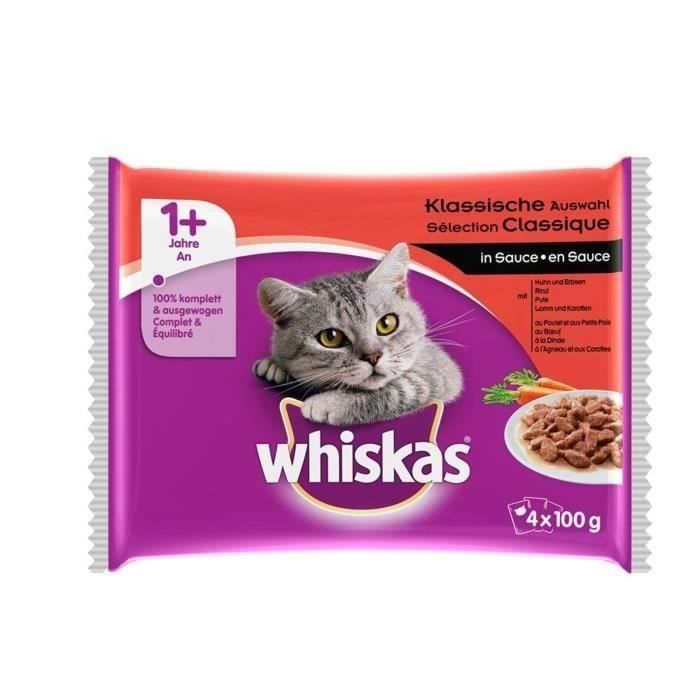 WHISKAS Sachets fraîcheur en sauce - 4 variétés - Pour chat adulte stérilisé - 52 x 100 g