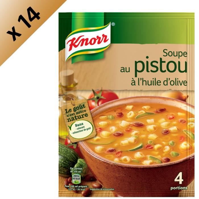 KNORR Soupe Pistou à l'Huile d'Olive - Lot de 14x 80 g