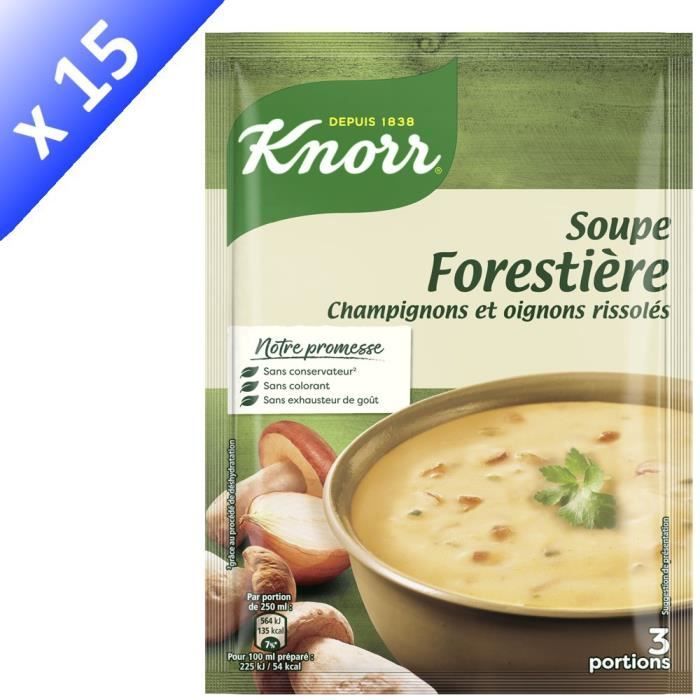 KNORR Soupe Déshydratée Forestière Champignons et Oignons Rissolés - Lot de 15x 85 g