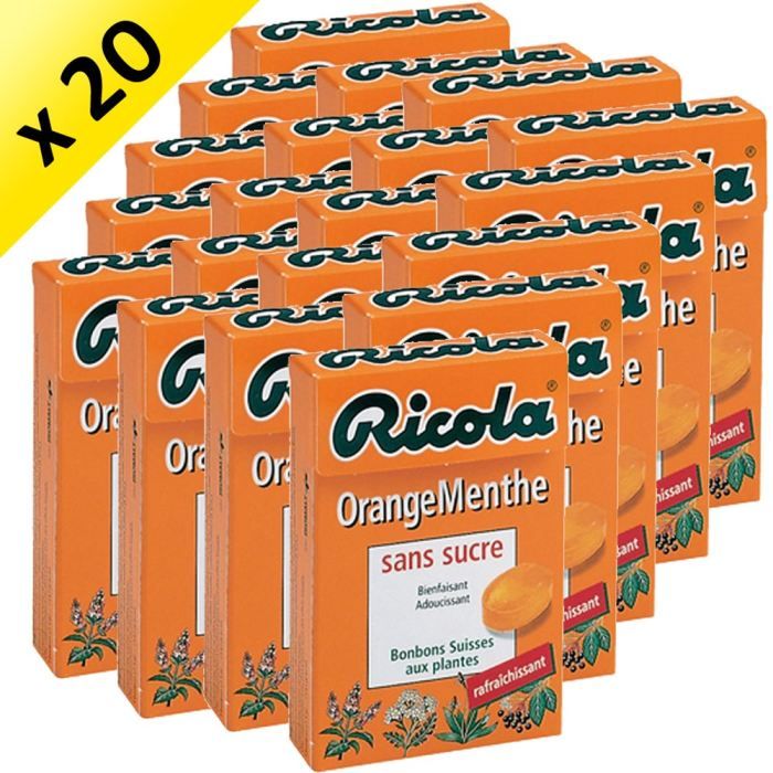 RICOLA Sans Sucre Orange Menthe 20x50g