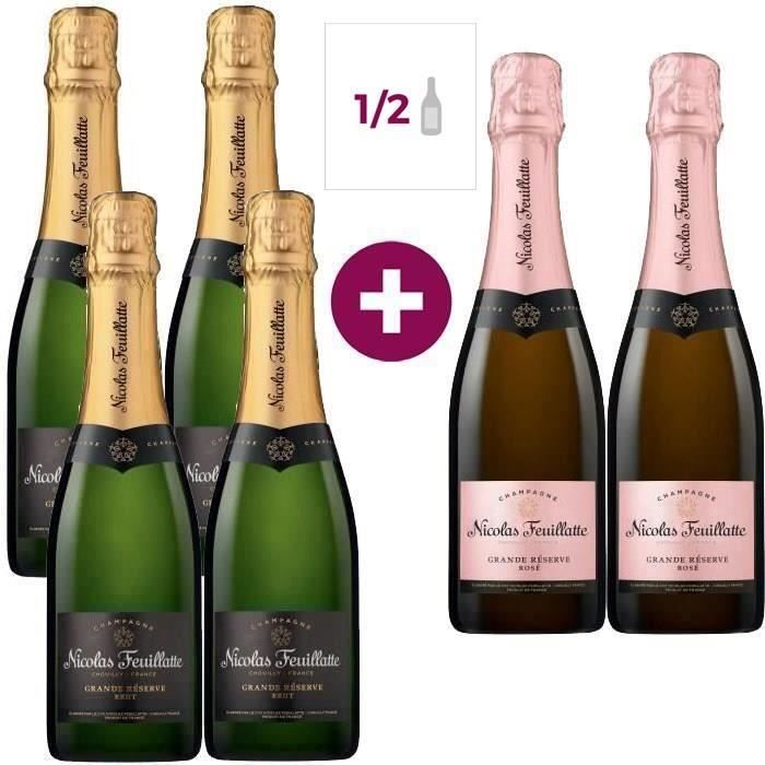 Champagne Nicolas Feuillatte La Grande Réserve Demi-bouteilles - 4 bruts + 2 rosés - 6 x 37,5 cl