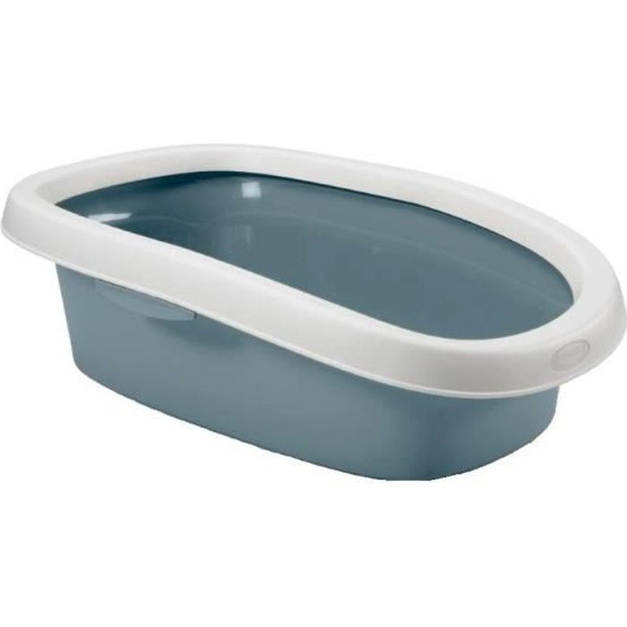 ZOLUX Bac à litière avec rebord anti-projection - 58 x 39 x 19 cm - Bleu acier - Pour chat