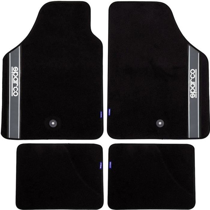 SPARCO Jeu de 4 Tapis Tissu Noir et Gris