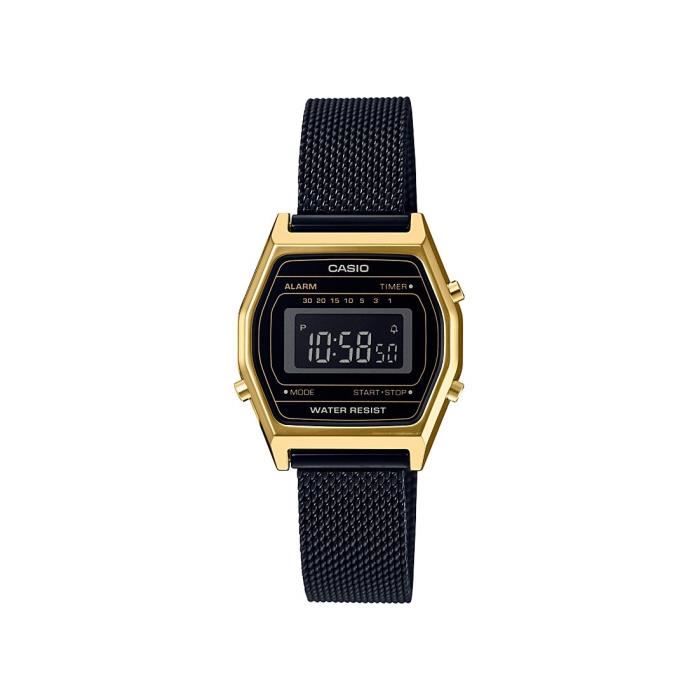 CASIO Montre Vintage Original Case LA690WEMB-1BEF - Femme - Noir et Doré