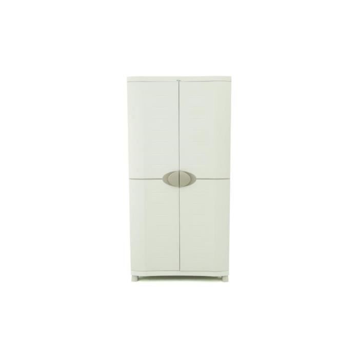 SPACESAVER 90 PLASTIKEN Armoire haute 2 portes avec étagères et penderie-l90xp45xh184 cm-Gamme Space SAVER-Intérieur et Extérieur