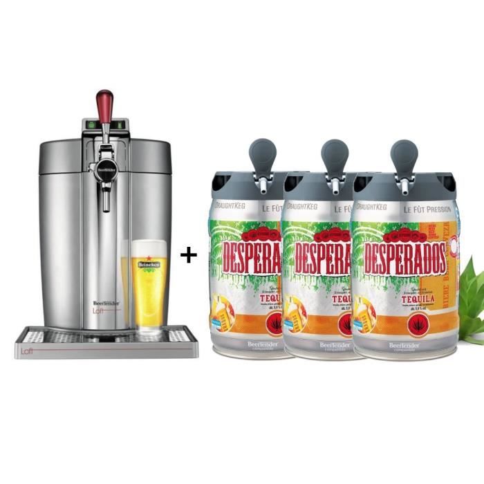 KRUPS Tireuse à bière Beertender - VB700E00 - Compatible fûts 5 L - Chrome + 3 fûts de bière 5L DESPERADOS Tequila