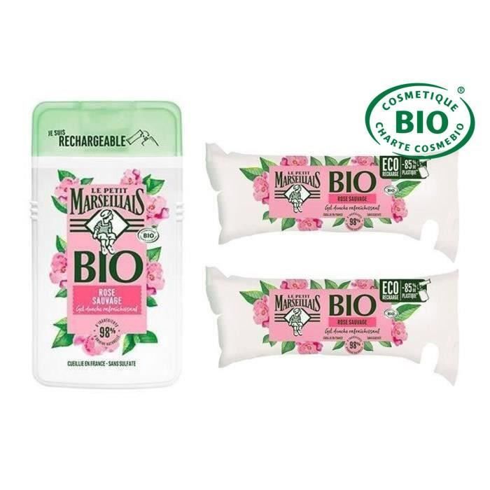 LE PETIT MARSEILLAIS Lot d'Hydratant au pH neutre Rose sauvage Bio - 750 ml