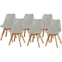 Lot de 6 chaises de salle à manger BJORN - Simili-Gris - L 48,5 x P 58 x H 83 cm
