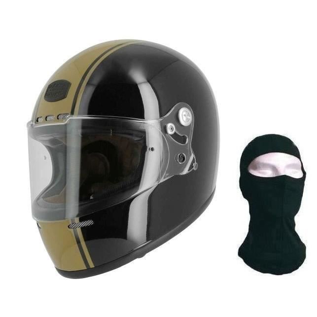 ASTONE Casque Intégral GT Retro Stripes + cagoule - Noir et or