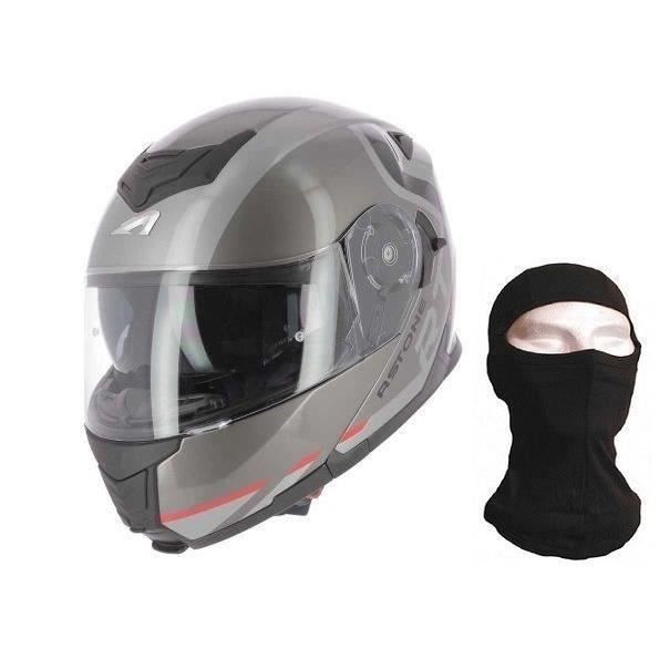ASTONE Casque moto modulable RT1200 King + Cagoule - Gris et rouge