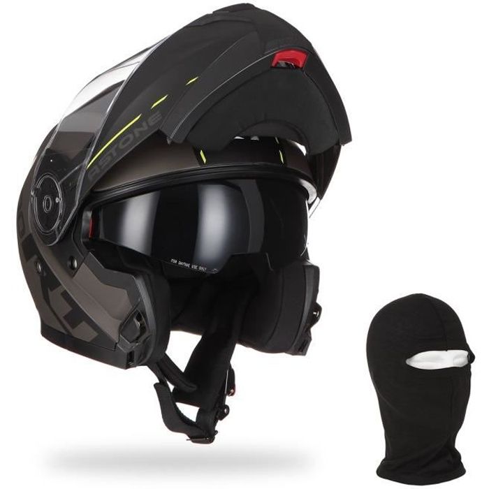 ASTONE Casque moto modulable RT900 Stripe + Cagoule - Noir et jaune