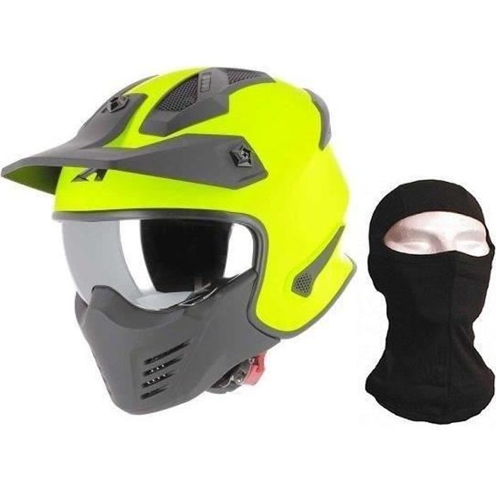 ASTONE Casque moto intégral Elektron néon + Cagoule - Jaune mat