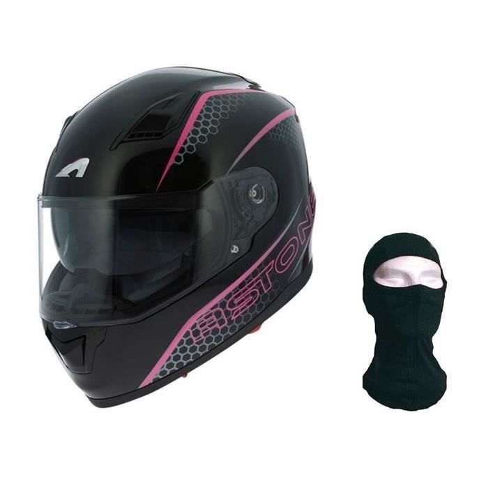 ASTONE Casque Intégral GT900 Pulse Pink + Cagoule