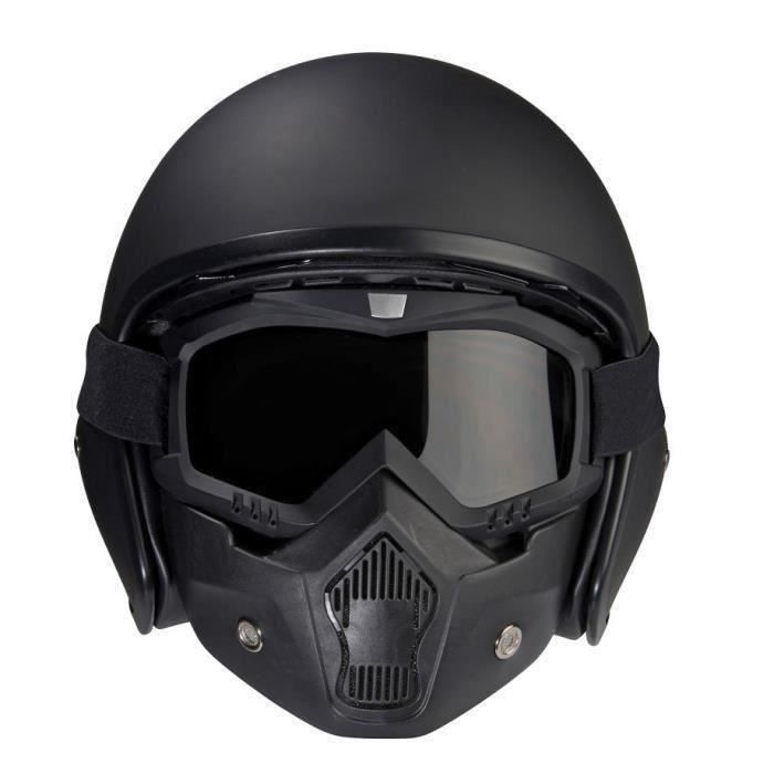 CGM Casque Jet 133A Vintage Noir Mat + Rmask