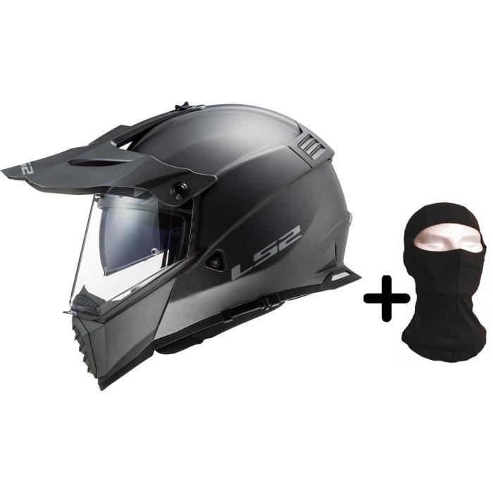 LS2 Casque cross Pioneer Evo titanium mat + cagoule