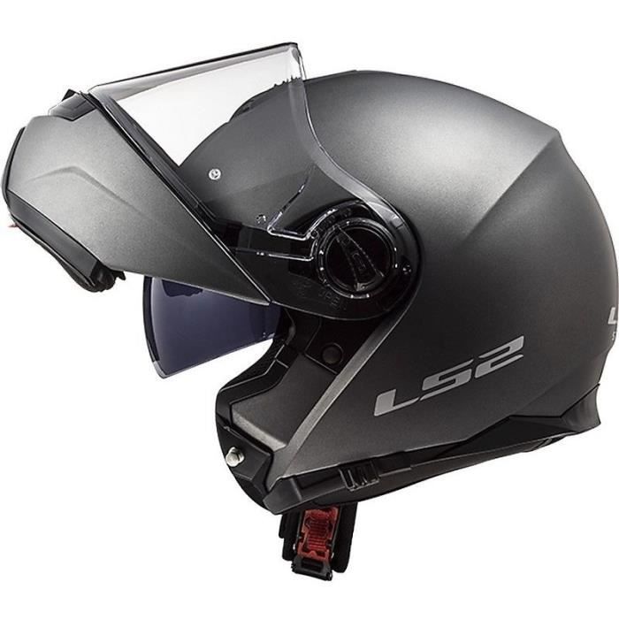 LS2 Casque Modulable Strob Titanium + Cagoule