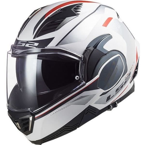 LS2 Casque Modulable Valiant II Hub Blanc et gris + Cagoule