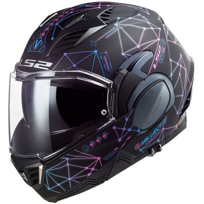 LS2 Casque Modulable Valiant II Stellar Noir et bleu + Cagoule